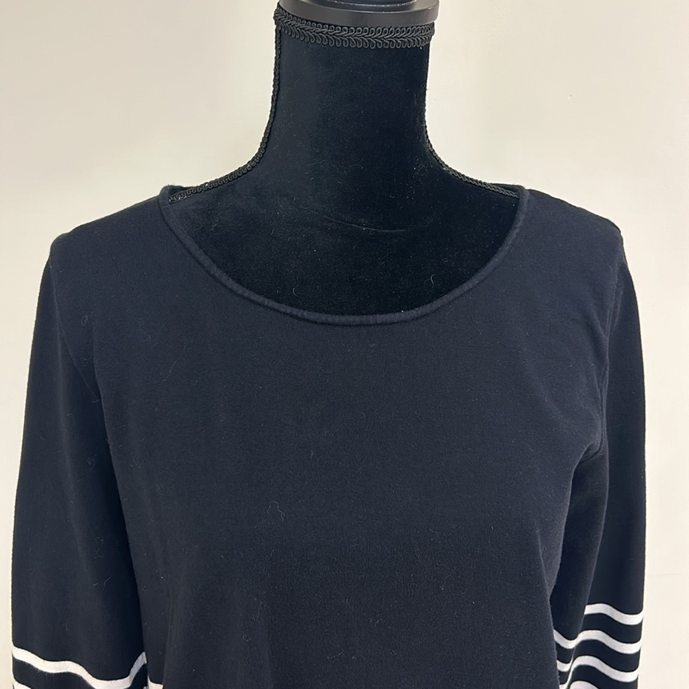 Elliott Lauren Black, White and Blue Striped Top, Size M - Picture 2 of 10